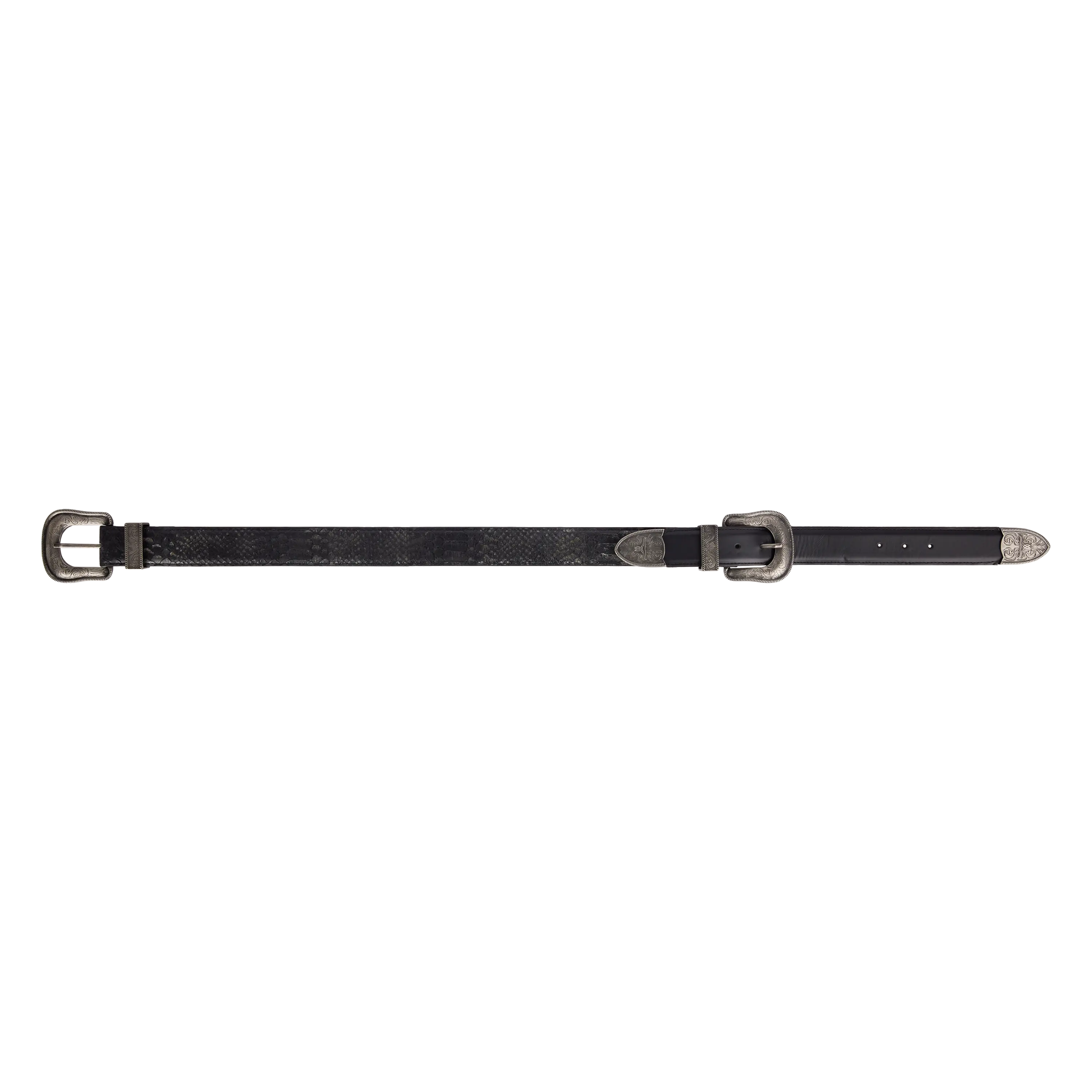 1.5 Woven Belt with Double Buckle - Rattle Black - Image 3