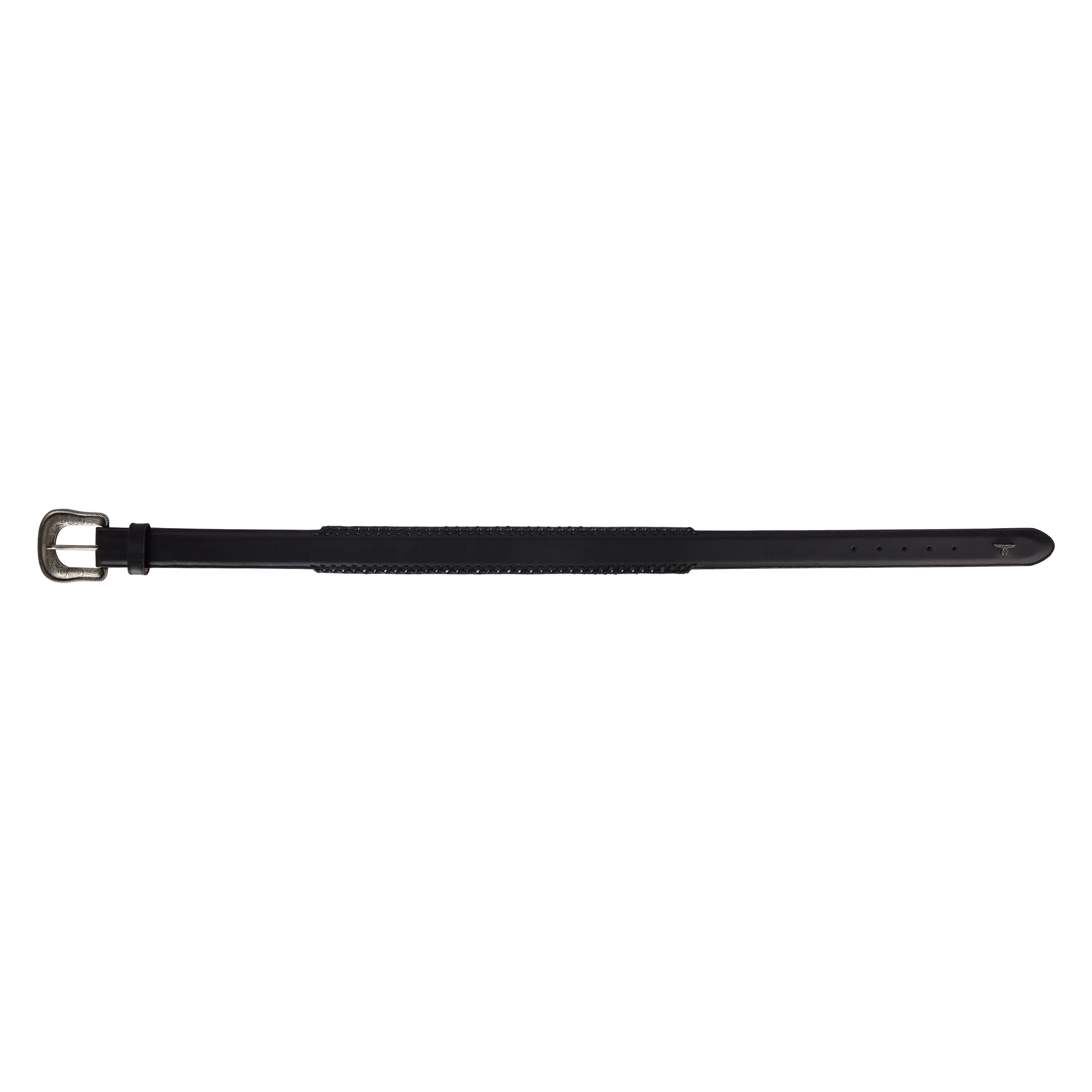 1.5 Woven Laced Belt with Single Buckle - Jet Black - Image 4