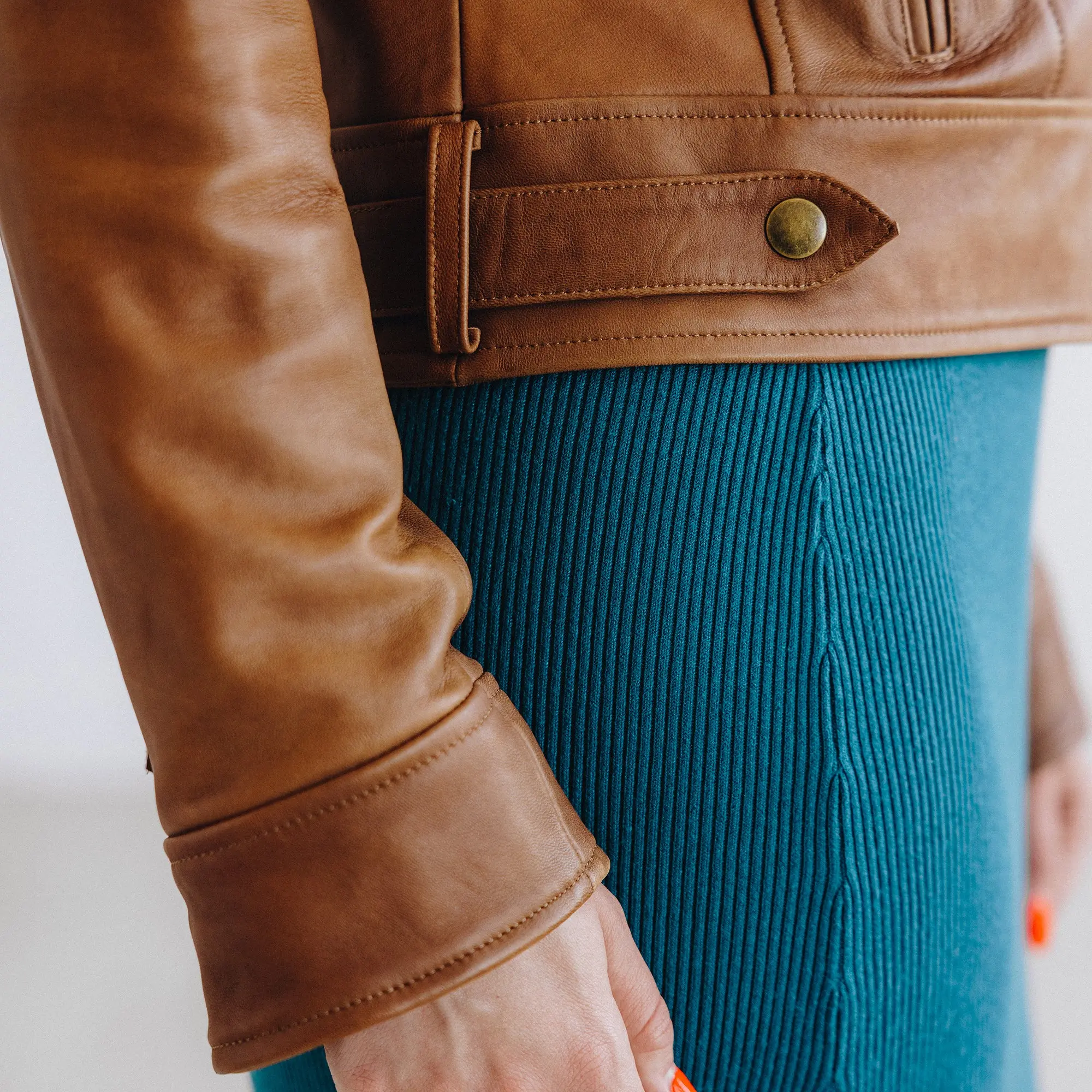Basic Biker Jacket - Desert Clay Brown Leather - Image 6