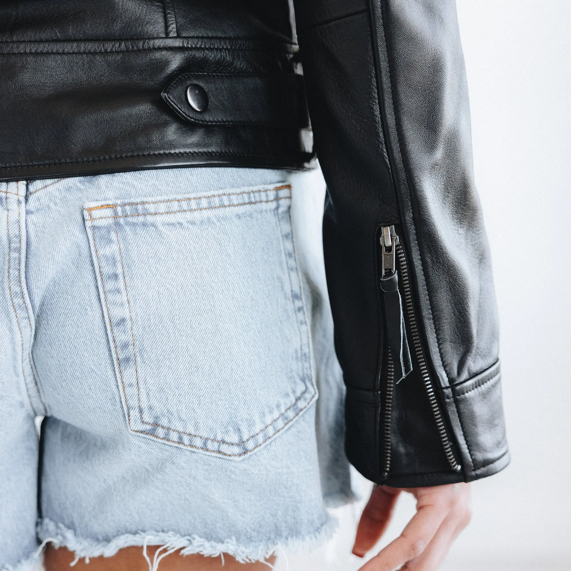 Basic Biker Jacket - Jet Black Leather - Image 11