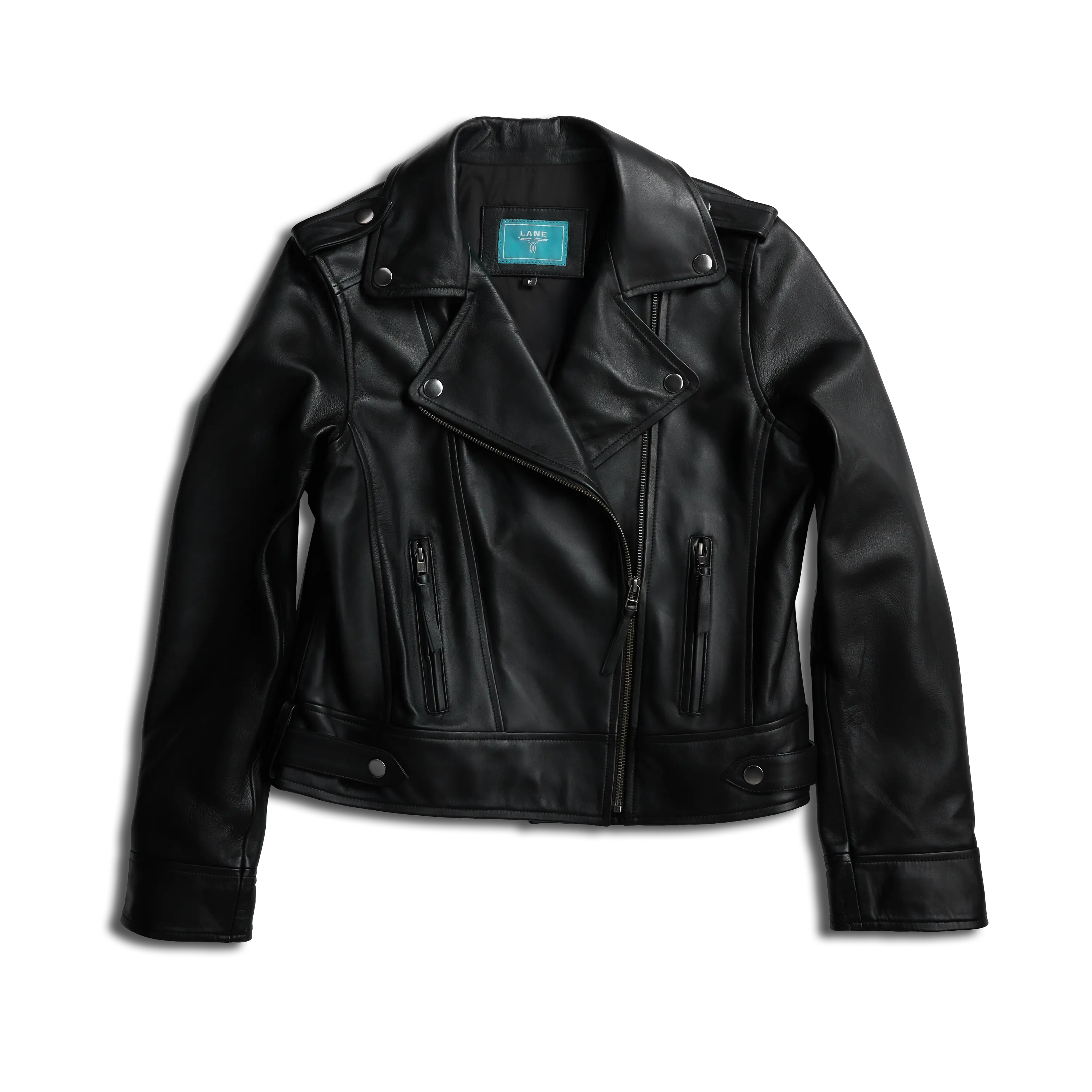 Basic Biker Jacket - Jet Black Leather - Image 3
