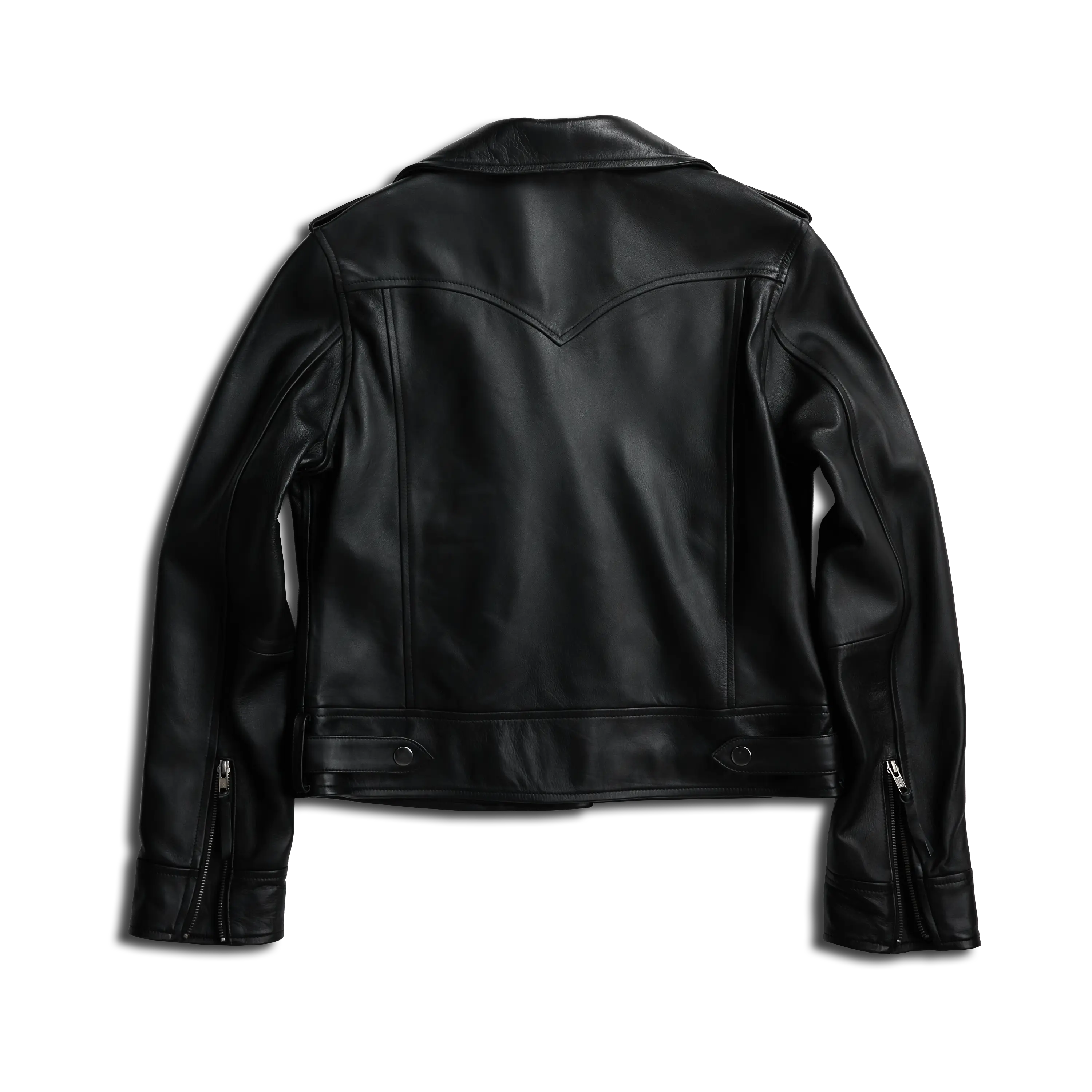 Basic Biker Jacket - Jet Black Leather - Image 4