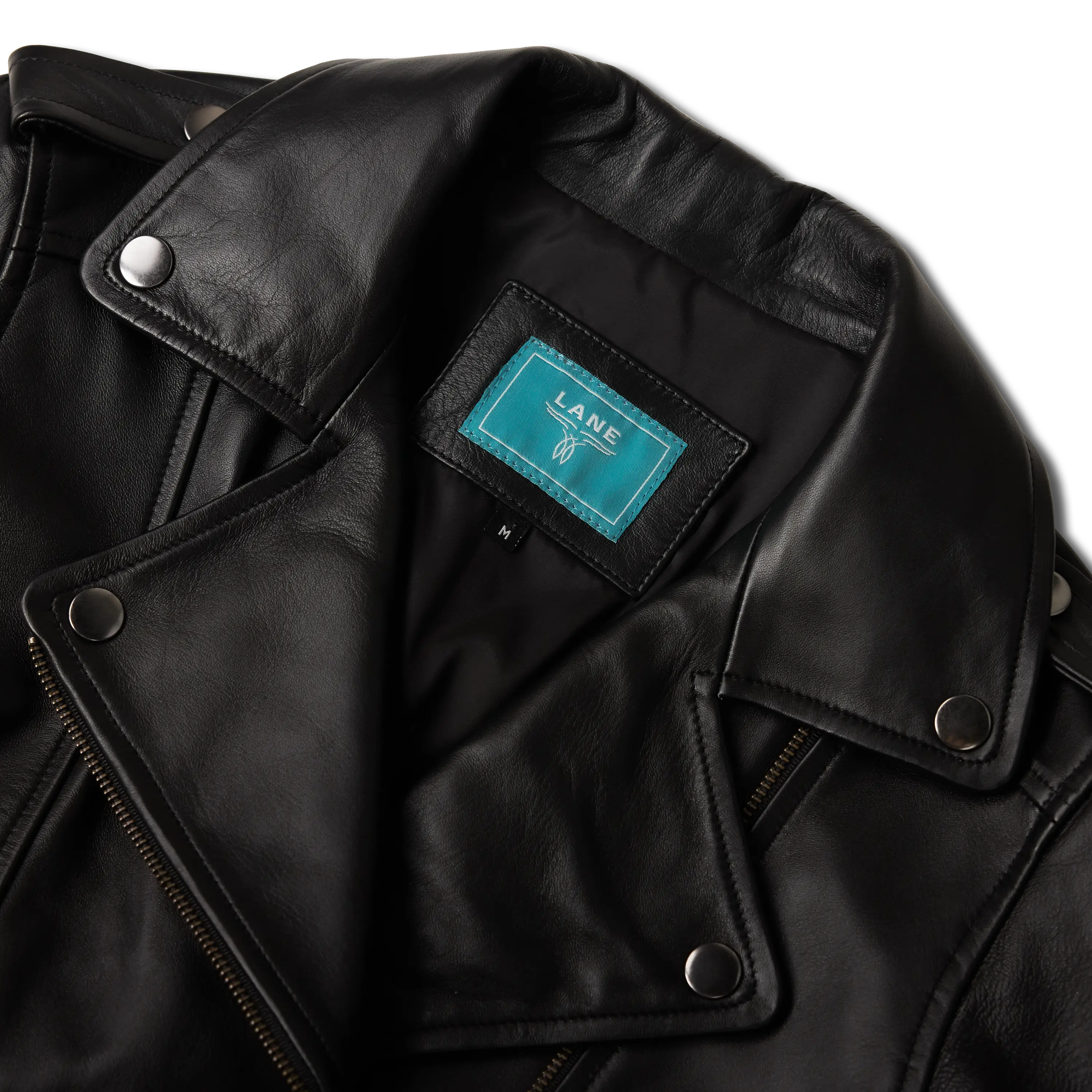 Basic Biker Jacket - Jet Black Leather - Image 5