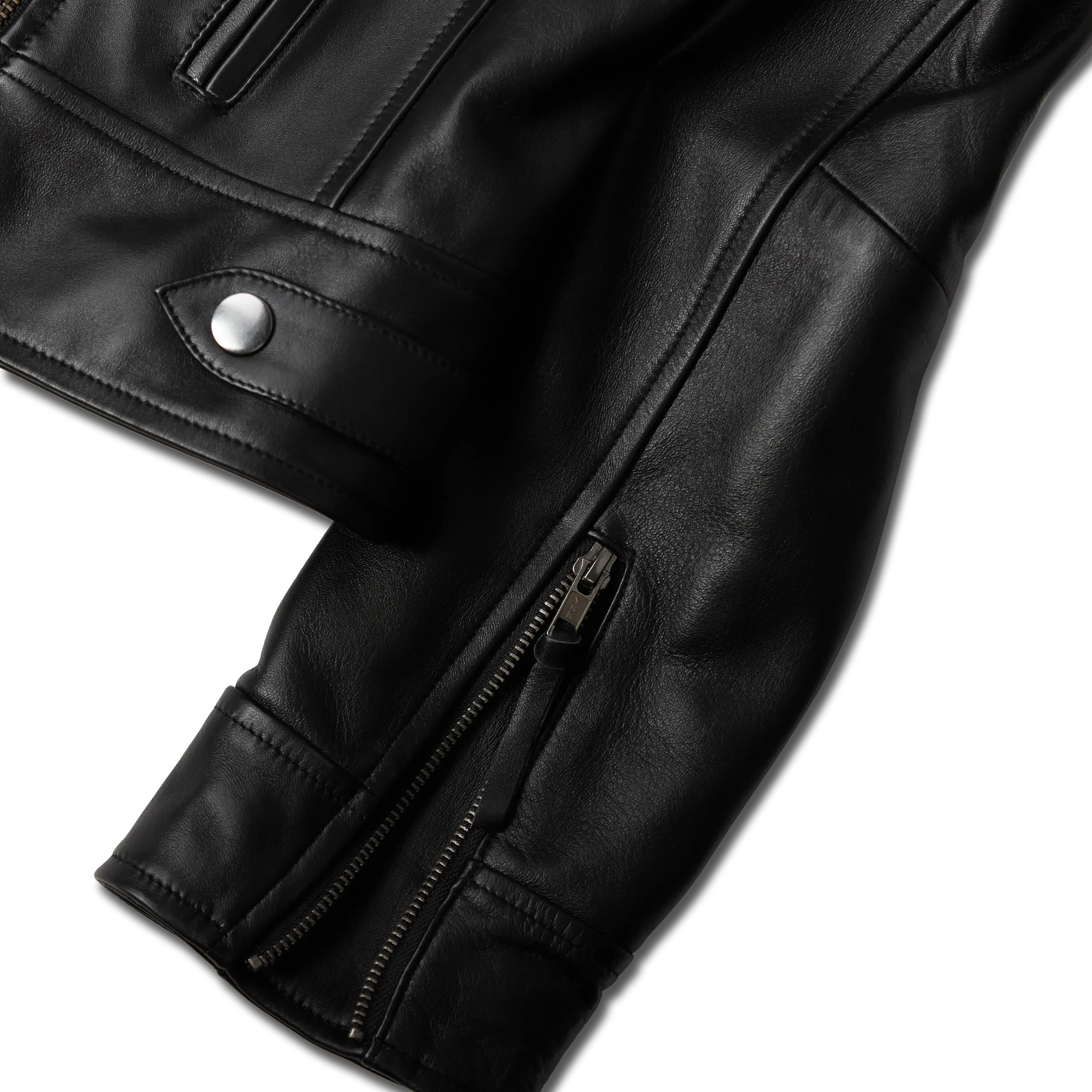 Basic Biker Jacket - Jet Black Leather - Image 7