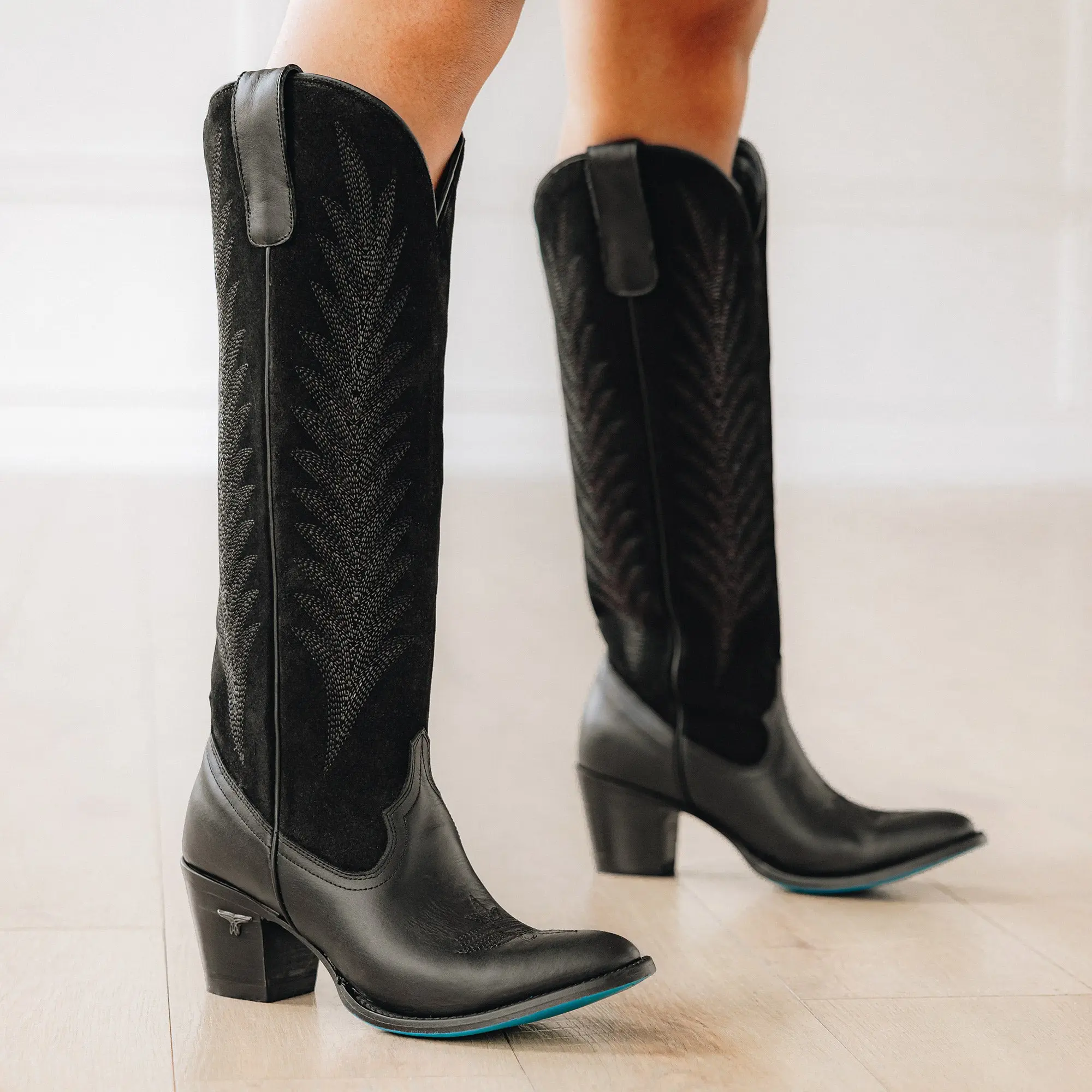 Jentry Knee High Boot - Jet Black & Soft Black Suede - Image 16