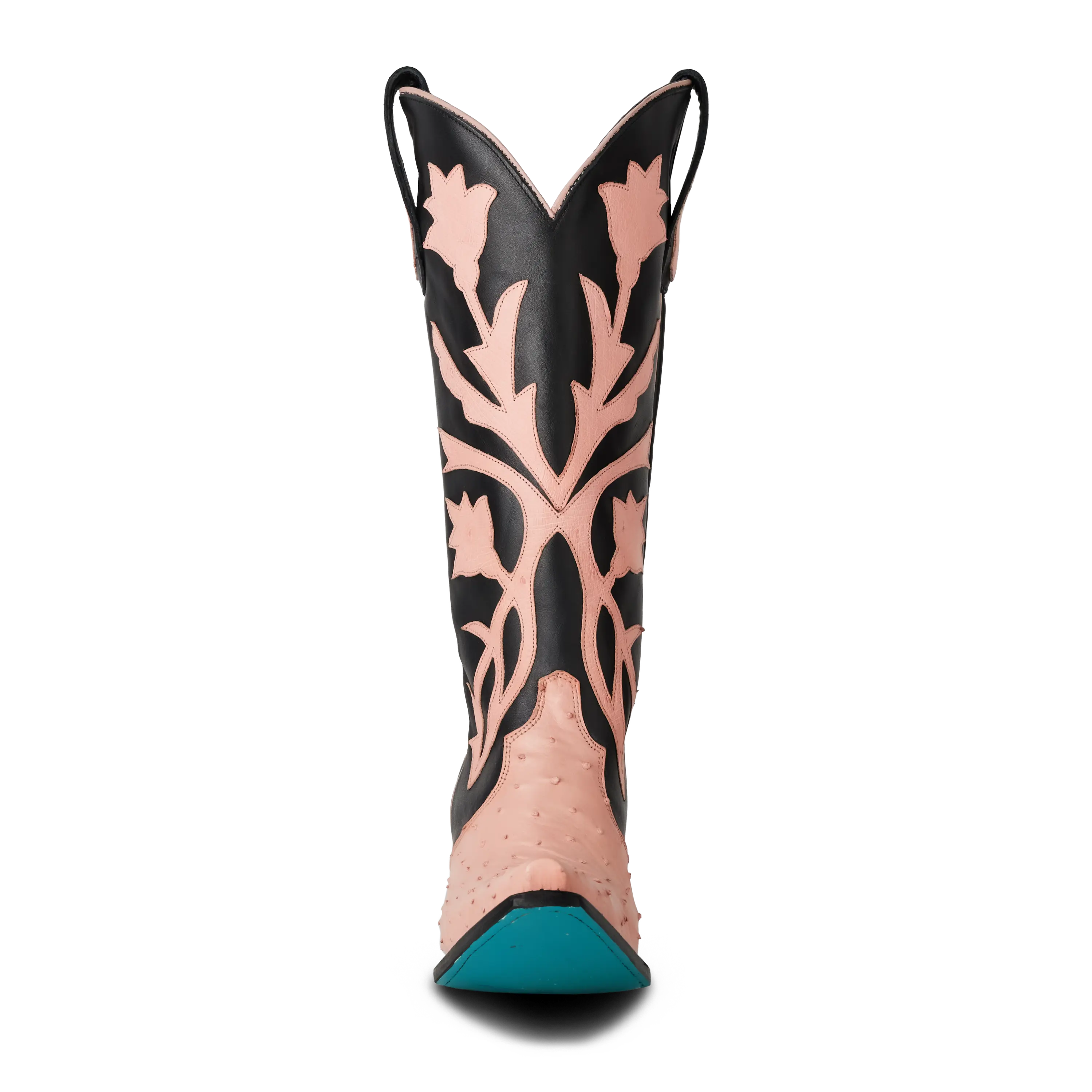 Jolene Exotic Boot - Blush Ostrich & Jet Black - Image 6