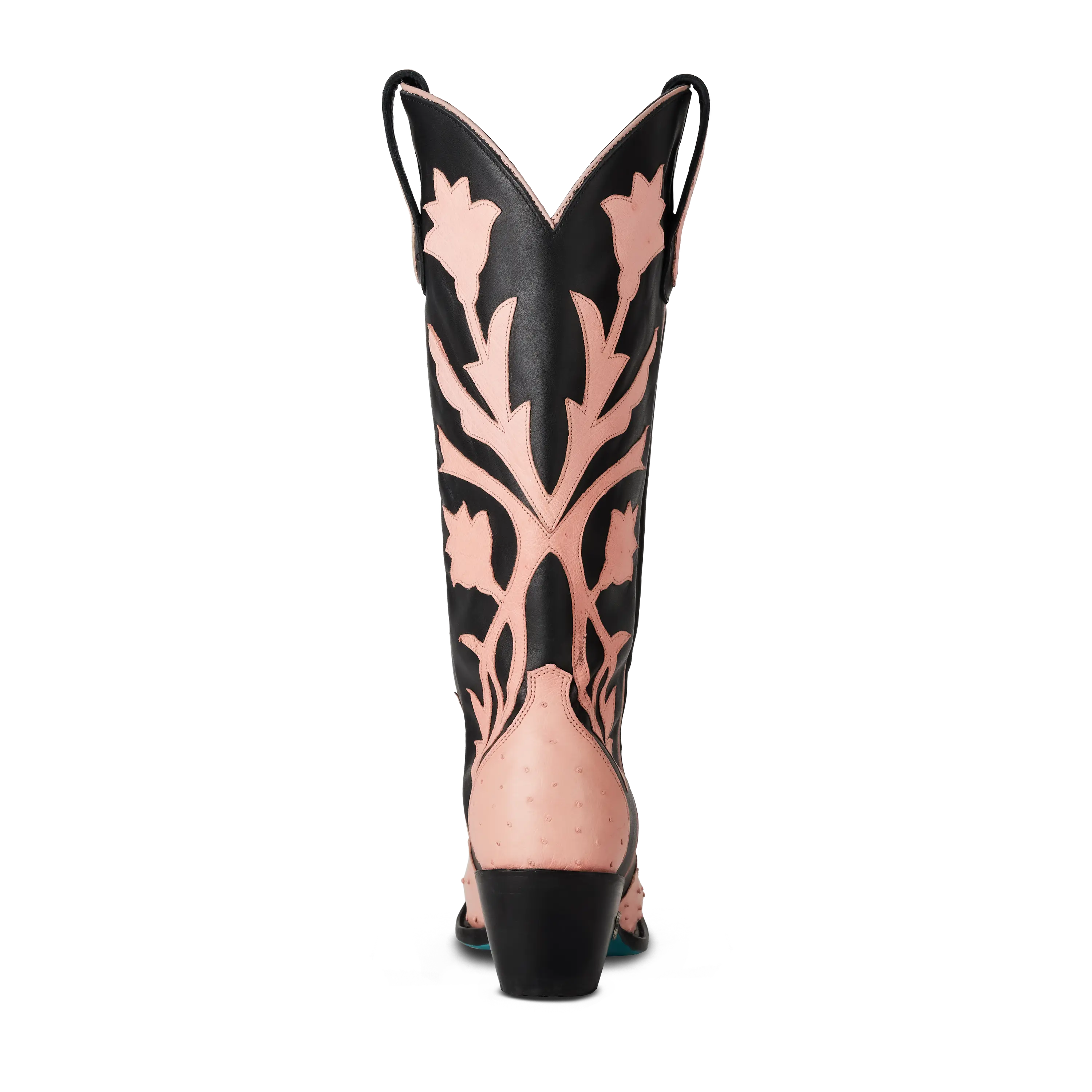 Jolene Exotic Boot - Blush Ostrich & Jet Black - Image 7