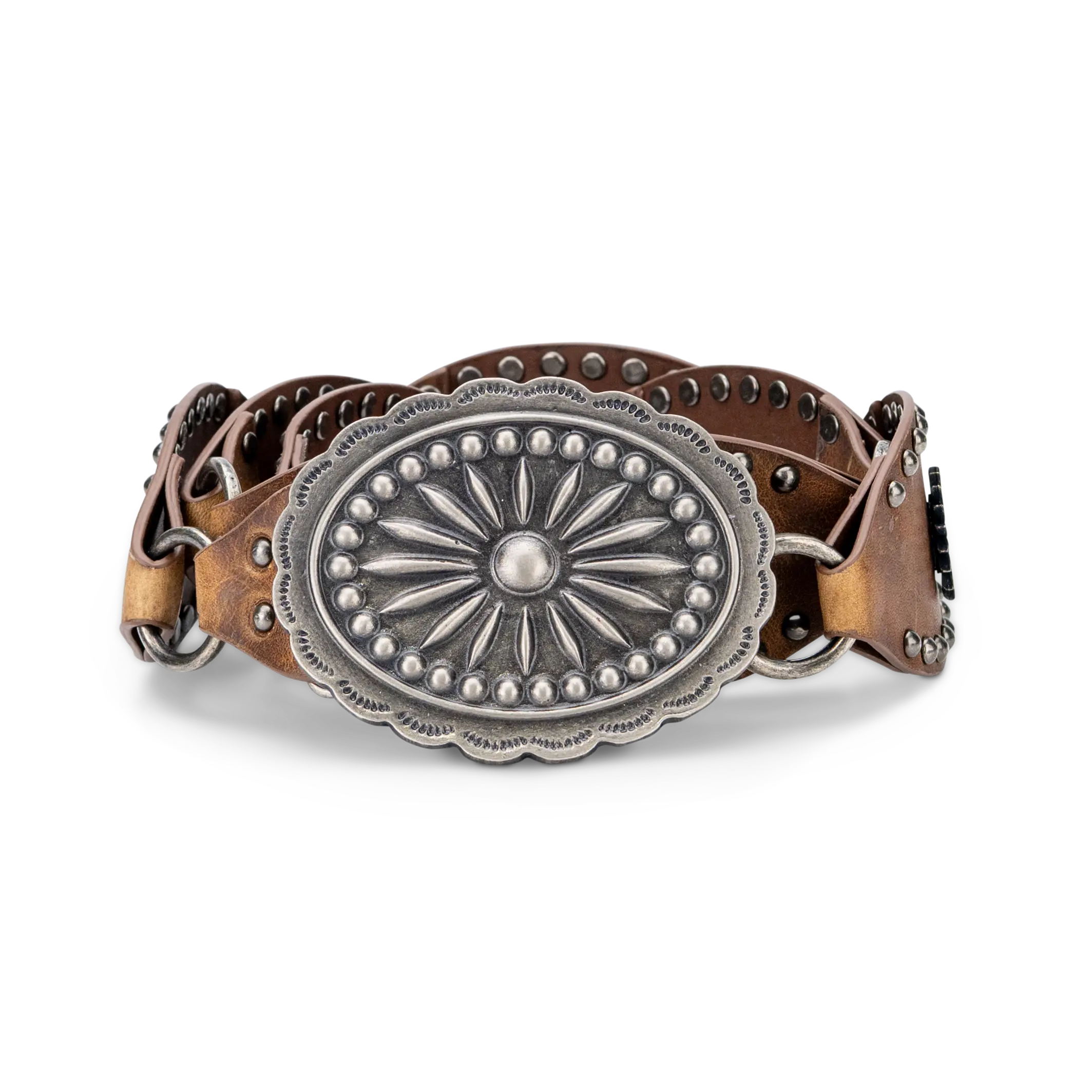 Lane Silver Disc Belt - Desert Clay