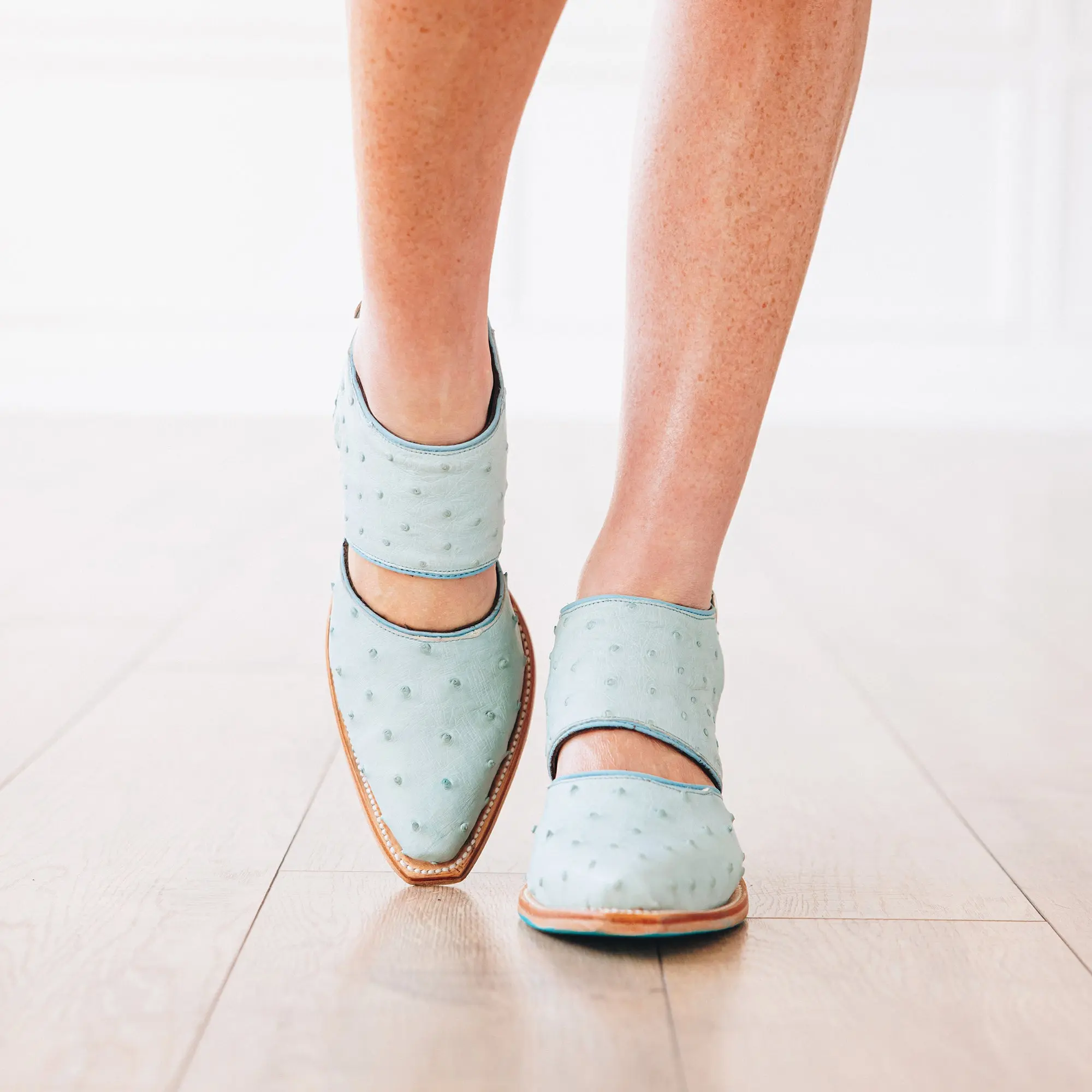 Plain Jane Slingback Mule - Powder Blue Ostrich - Image 12