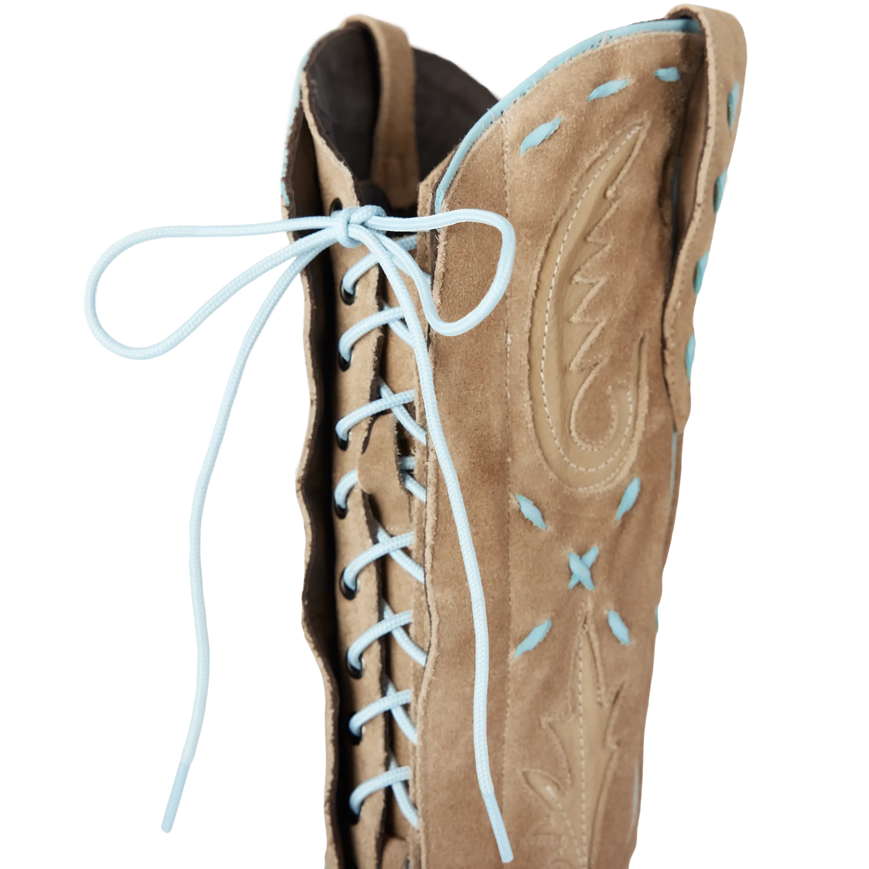 Reverie Knee High Corset - Latte Suede and Powder Blue - Image 10