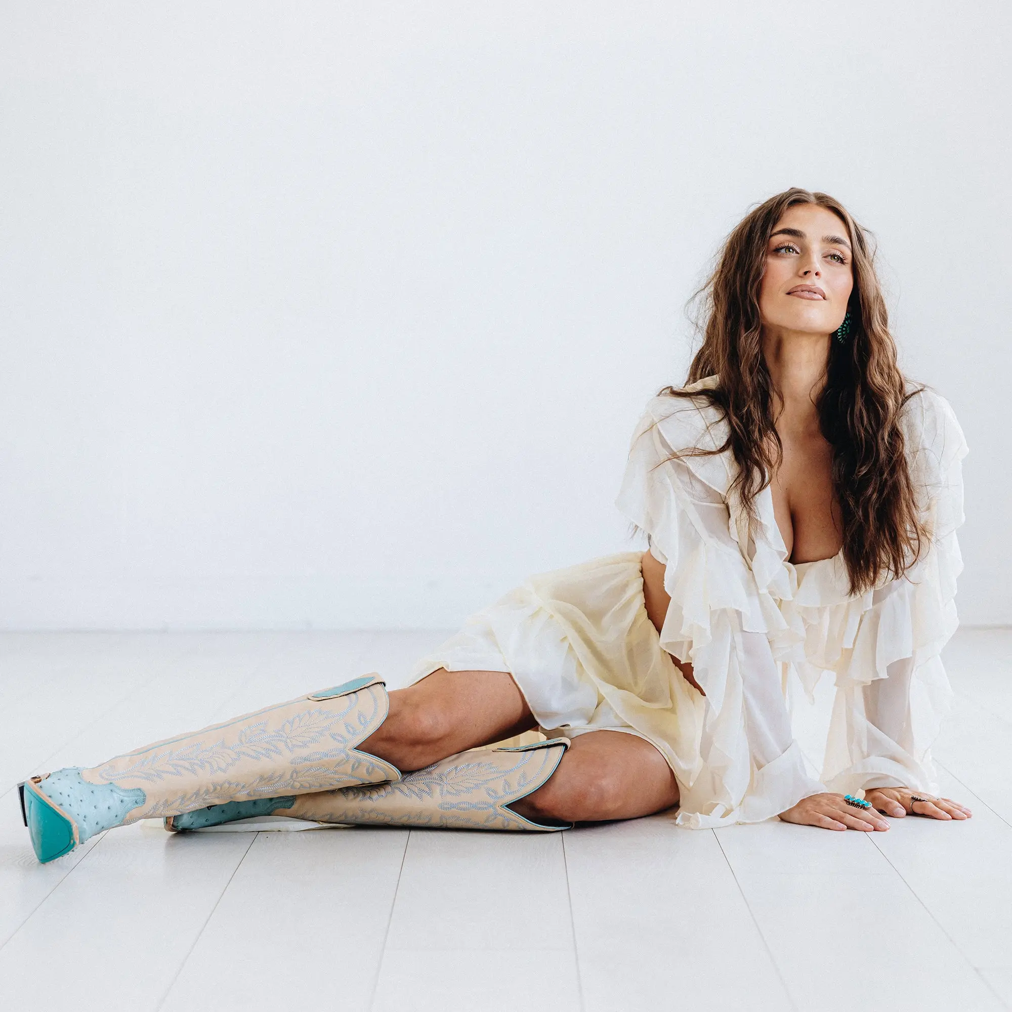 Sandaga Knee High - Powder Blue Ostrich - Image 8