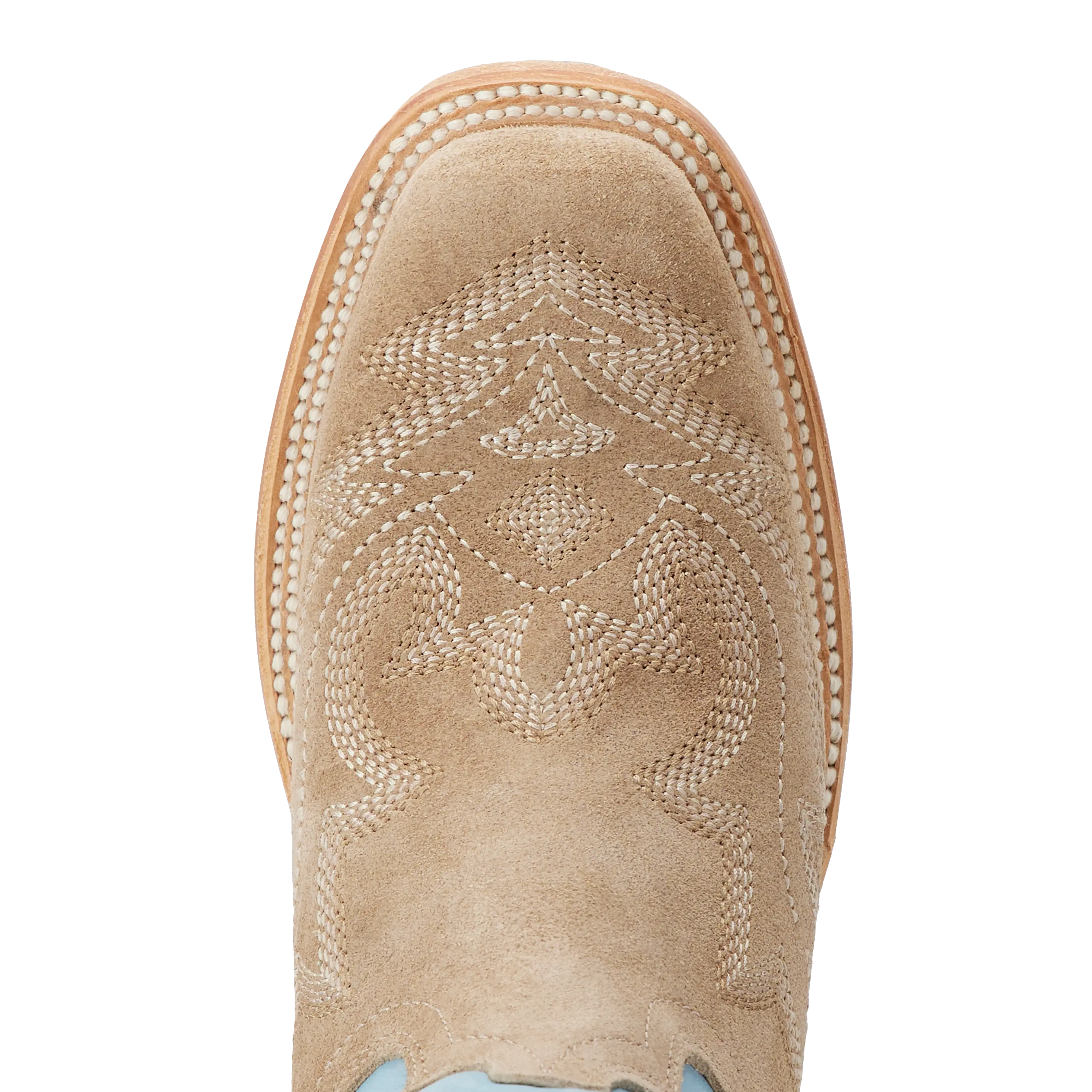 Saratoga Square Boot - Latte Suede and Powder Blue - Image 8