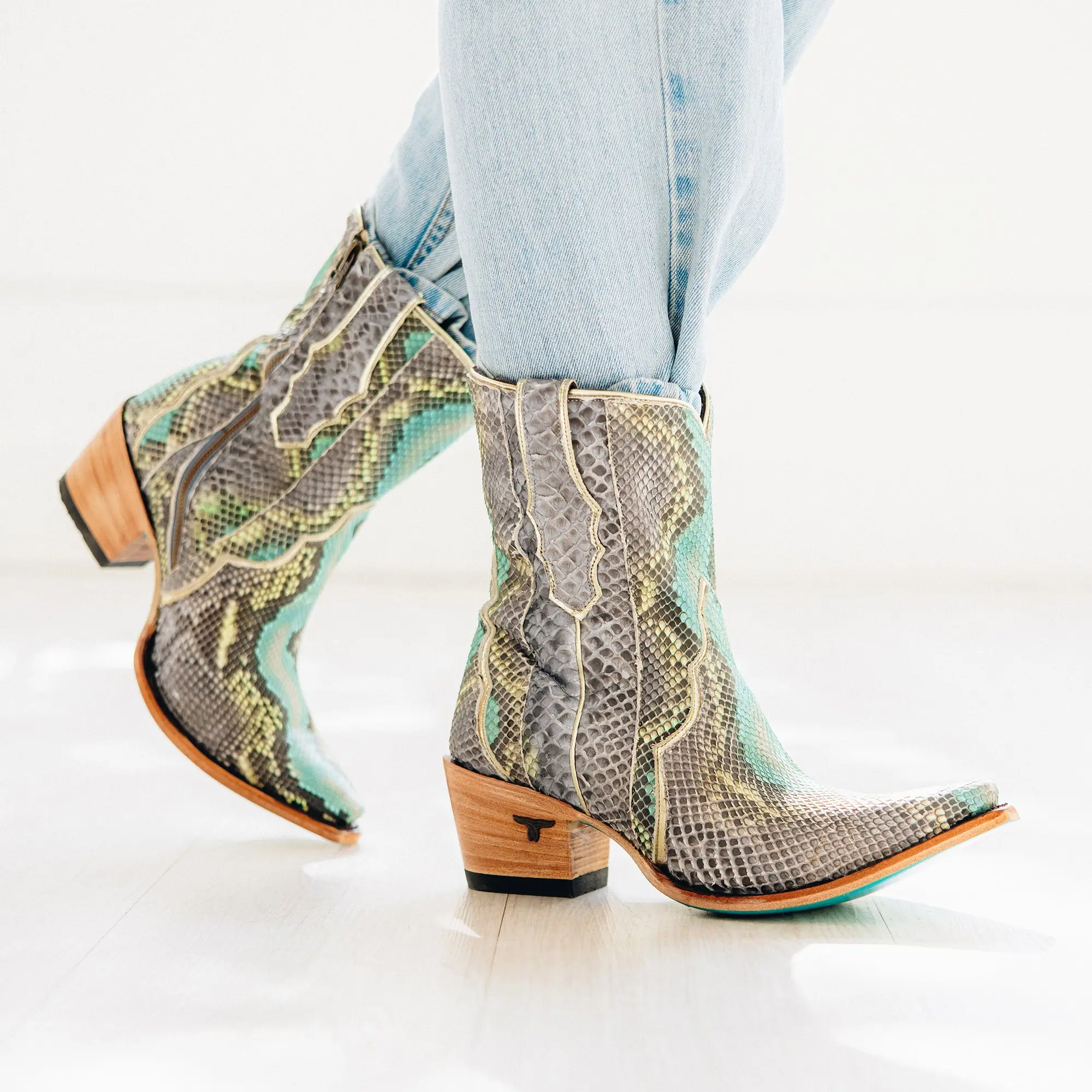Vickson Exotic Bootie - Blue Watercolor - Image 14