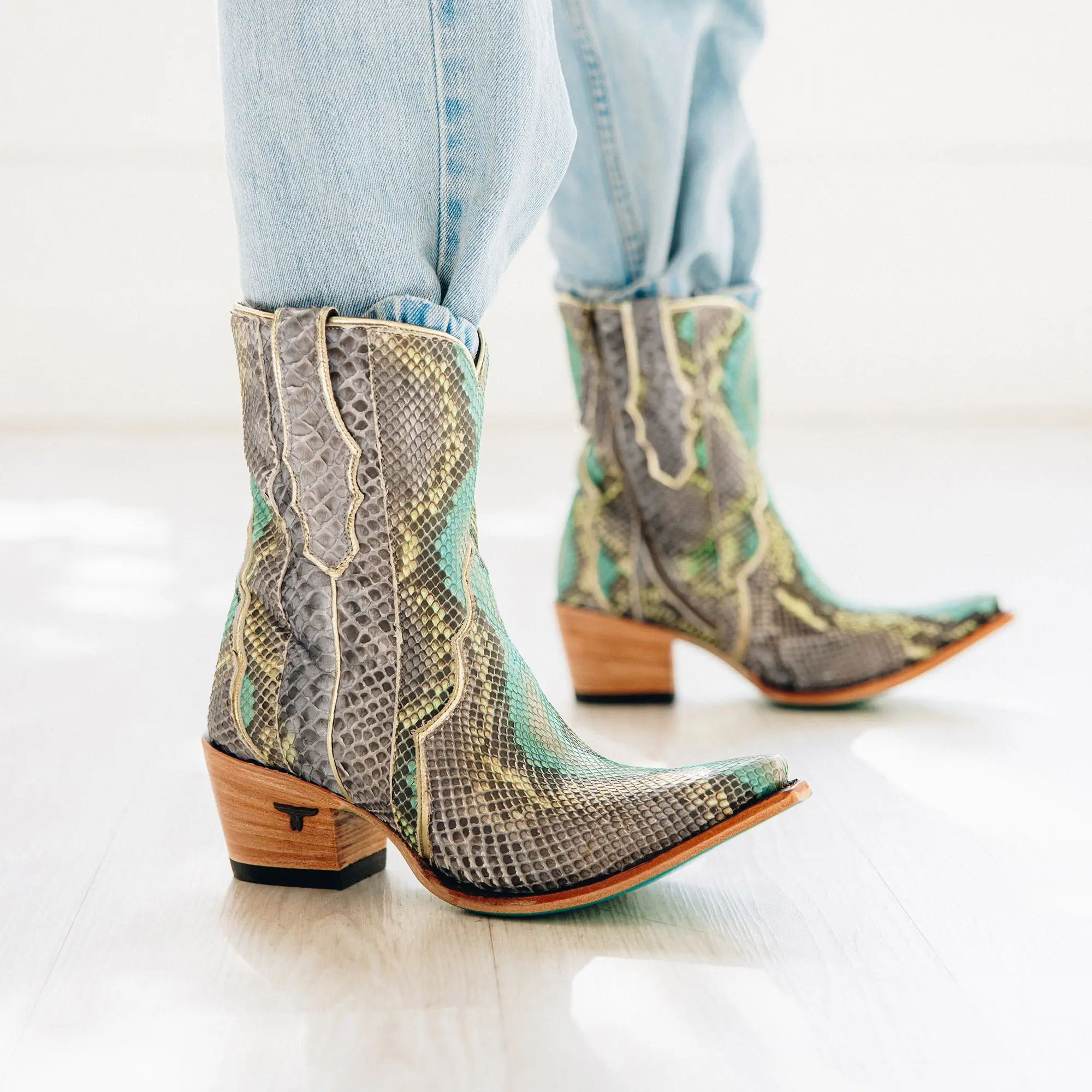 Vickson Exotic Bootie - Blue Watercolor - Image 15
